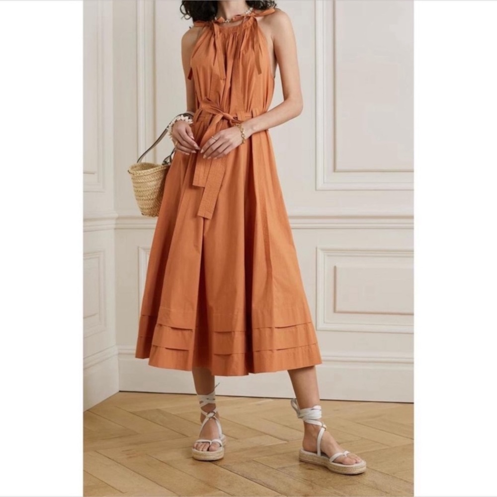 ULLA JOHNSON Joni Pleated Midi Dress Sz 6